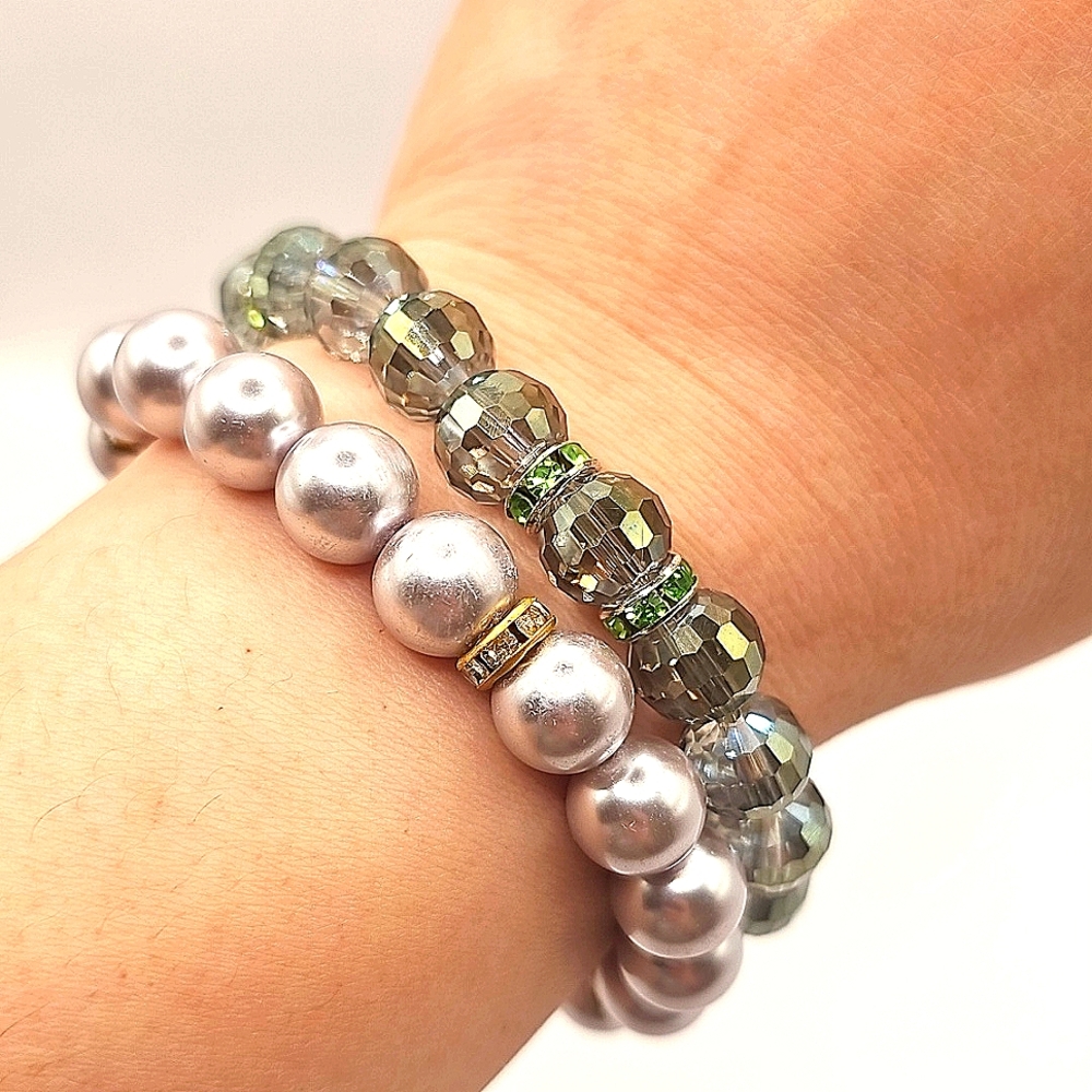 Crysral Glass Bead Stretch Bracelet Combo